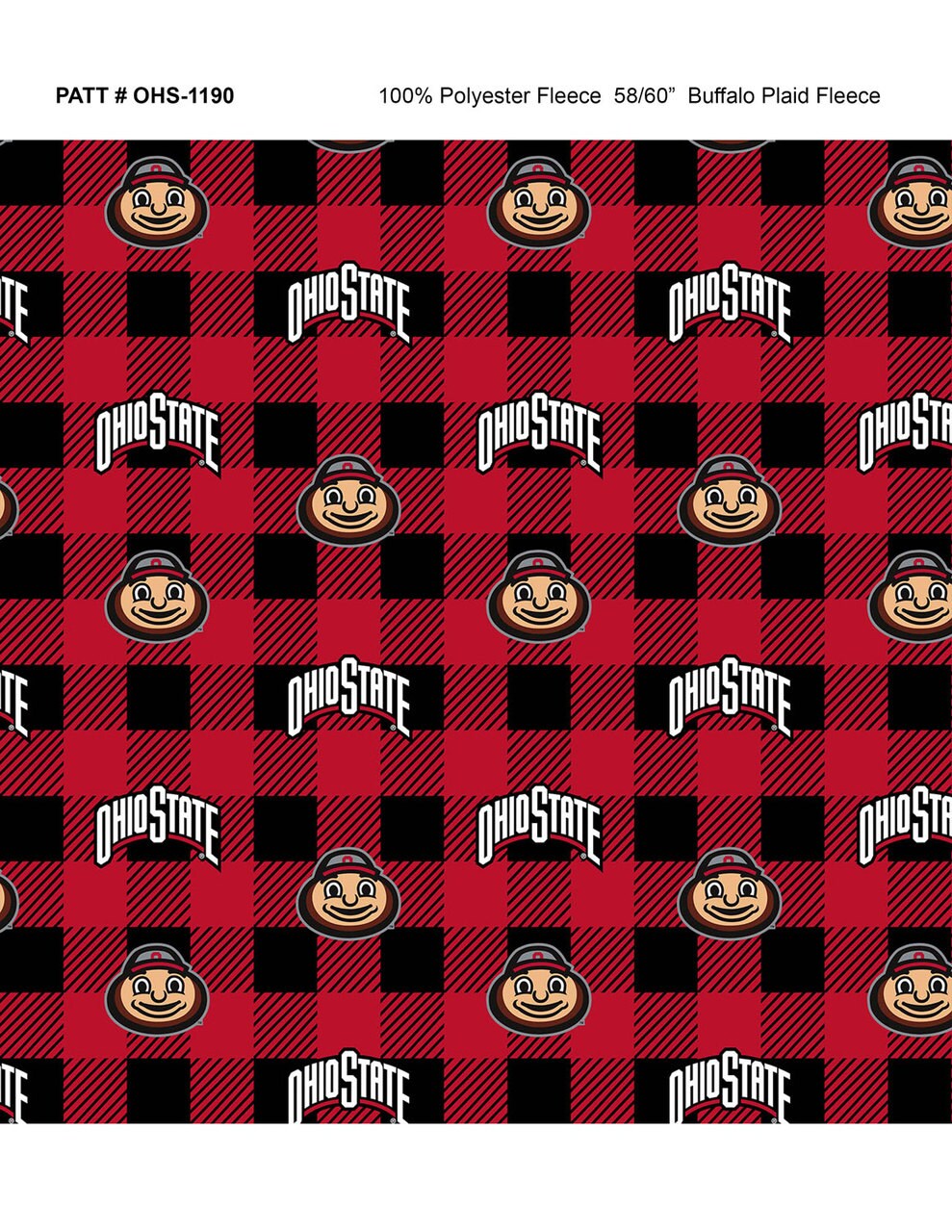 Sykel Enterprises-Ohio State University Fleece Fabric-Ohio State Buckeyes Buffalo Plaid Fleece Blanket Fabric-Sold by the yard
